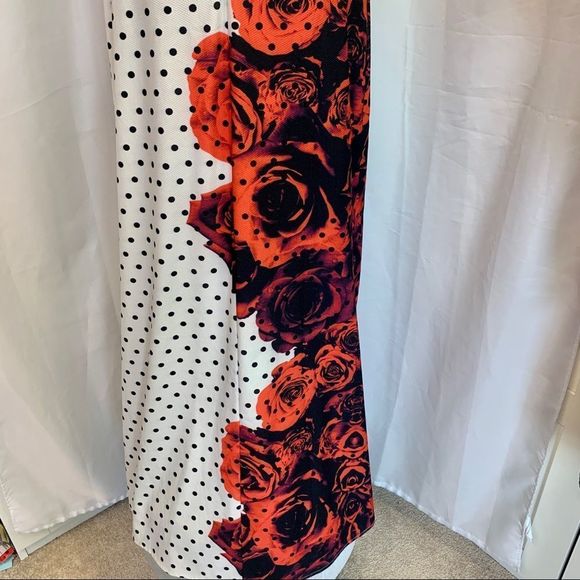 Copcapy Red white polkadot rose floral short sleeve maxi dress Sz 38 NWOT - Picture 7 of 14